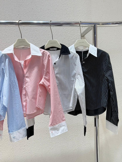 Women Casual stripes Crop Shirts